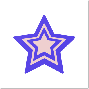 blue pink star design Posters and Art